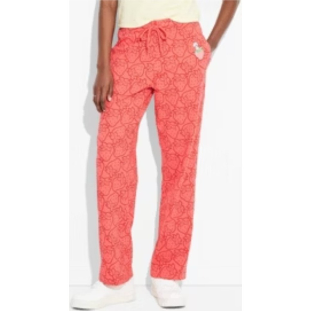 Strawberry Shortcake Lounge Pants Strawberry Print Drawstring‎ XS NWT